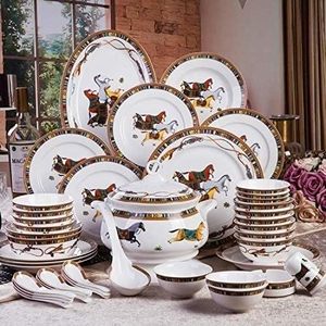 lot 2403 image: $798 Dinnerware Set, 58 Pcs Fine Bone China Dinnerware Sets, Pattern Ceramic Dinner Sets, Kitchen Sets for Home