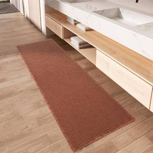 lot 3510 image: AMOAMI Upgraded Waffle Runner Rug Super Absorbent Non Slip Bath Mats for Bathroom Machine Washable Bathroom Runner Rug with Tassels, Ideal for Hallway Bedroom Laundry Room, Dirty Orange, 17 x 72