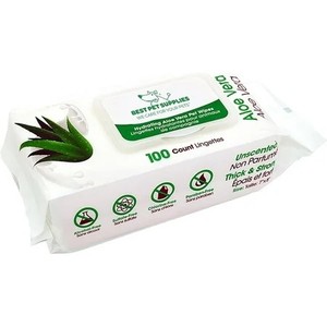 lot 3511 image: Best Pet Supplies 12 x 16 Pet Grooming Wipes for Dogs & Cats, 100 Pack, Plant-Based Deodorizer for Coats & Dry, Itchy, or Sensitive Skin, Clean Ears, Paws & Butt - Hydrating Aloe Vera (Unscented)