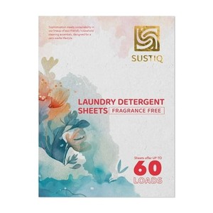 lot 3525 image: Sustiq Eco Friendly Laundry Detergent Sheets Fragrance Free 30 Count 60 Loads