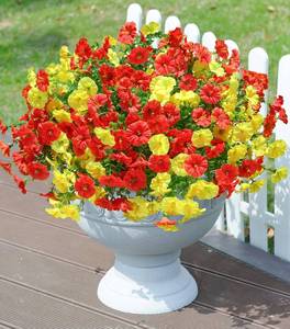 lot 3533 image: Artificial Flowers Fake Plants for Outdoors Decoration, 12 Bundles Silk Morning Glory with Eucalyptus Realistic UV Resistant Faux Flowers for Outside Planter Porch Yard Patio Garden Home Indoor, Mix
