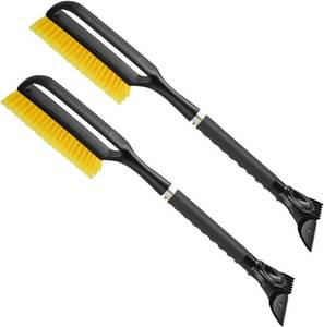 lot 3542 image: Henoty 27 Inch Snow Brush and Detachable Ice Scraper with Comfortable Foam Grip and Detachable Scraper for Cars,Trucks, SUVs, Windshield (Heavy Duty ABS, PVC Brush),2 Pack
