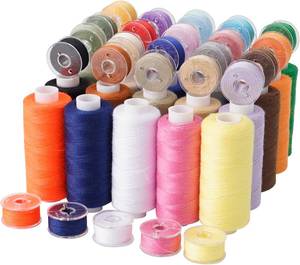 lot 3550 image: 50PCS Sewing Thread Kit, 25 Colors, Each 400 Yards per Polyester Thread Spools with Same Color, with Plastic Case, Used for Manual Sewing DIY Emergency Travel, Household Sewing Machine