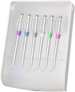 lot 3557 image: Water Flosser Replacement Tips for Waterpik, 6-Pack Waterpik Flosser Replacement Tips Accessories Attachment Heads - Classic Jet Tips Set JT-100E & Storage Case