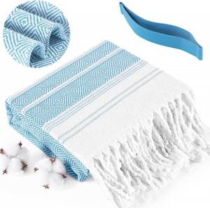 lot 3567 image: Genovega Oversized Turkish Beach Towels 74x38 Thin Quick Dry Sand Free Pool Swim Bathing Towel Extra Large Blanket Adult Travel Essentials Cruise Accessories Must Haves Summer Light Blue Stuff