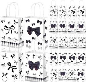 lot 3568 image: Qpout 12 PCS Black Bow Gift Bags with Handles,Elegant Party Favor Treat Bags for Birthday, Wedding & Special Events