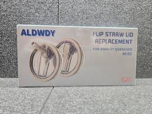 lot 3585 image: 2-Pack Leak Proof Lid Replacement 40 oz, Only Fit for Stanley Quencher. Cream and Purple