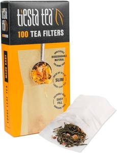 lot 3587 image: Tiesta Tea Loose Leaf Filters for Brewing, Disposable Infuser for Hot & Iced Drinks, Easy-Fill Steeper, Unbleached Paper, Single-Cup Infuser for Loose Leaves, 100 Empty Bags