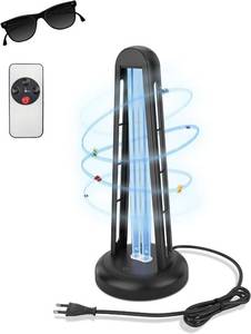 lot 3603 image: UV Light Sanitizer Lamp, 38W UV Light Purifier Device,UVC Home Disinfection Lamp for Clean & Fresh Home, Office, Commercial Areas with Remote Control, Black