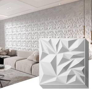 lot 3605 image: Art3d 12-Pack 3D Wall Panels for Interior Wall Decor, Modern Diamond Textured Accent Wall Paneling for Gaming Living Room TV Wall Background, 12 x 12 inch White, A10342