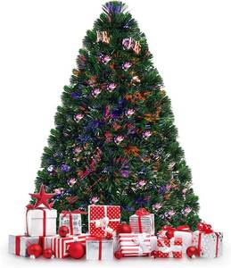 lot 4007 image: GOFLAME 3FT Pre-Lit Fiber Optic Artificial Christmas Tree Wrapped Home Holiday D cor, 85 Branch Tips, UL-Certified Transformer, Ideal for Home, Office, Shops, and Hotels