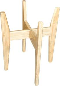 lot 4016 image: Bamboo Plant Holder Stand, Wood Cross Plant Stand Indoor Corner, Water Filter Stand, Height 16in width 13in