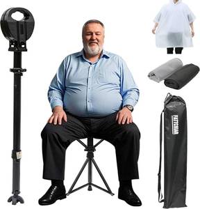 lot 4028 image: Walking Cane with Seat Adjustable Height Folding Cane Chair for Adults, Portable Seats for Seniors, Easy Carry Stick for Hiking Traveling Camping