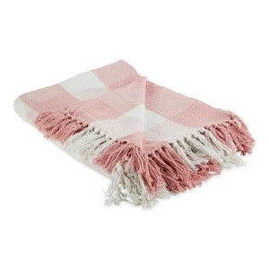 lot 4041 image: DII 60x50 Modern Cotton Buffalo Check Throw in Pink and White
