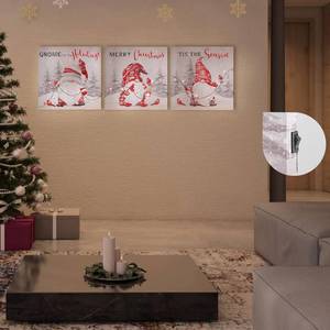 lot 4054 image: YAKESD Wall Pictures, 3 PCS Wooden Lighted Xmas Wrapped Canvas Pictures with Red Cardinals Winter Scene for Holiday Wall Decor, Merry Christmas Print Wall Art for Bathroom Bedroom Living Room