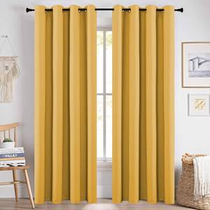 lot 4073 image: KEQIAOSUOCAI Yellow Blackout Curtains for Girls Baby Room Top Grommet Thermal Insulated Summer Curtains 72 Inch Length Drapes for Bedroom Living Room 2 Panels 52x72