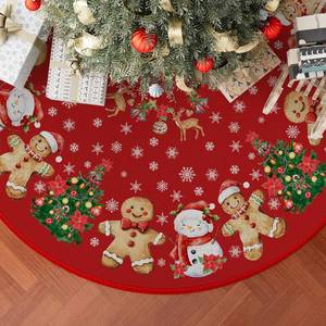 lot 4077 image: XCHI Gingerbread Man Snowman Deer Snowflake Christmas Tree Skirt Christmas Party Decorations for Home Xmas Holiday Winter Indoor Decro 48 Inch