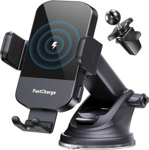 lot 4082 image: CHGeek Wireless Car Charger, 15W Fast Charging Auto Clamping Phone Holders Phone Mount fit for iPhone 17 16 15 14 13 12 Pro Max 11 XR XS, Samsung Galaxy S25 Ultra S24 S23, Black