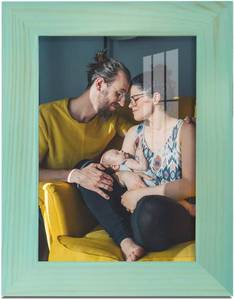 lot 4092 image: Renditions 3.5x5 inch Solid Wood Picture Frame, High Definition Glass and High-end Modern Style Cream Colored for Wall and Tabletop Photo Display, Palegreen Wood Grain Frame