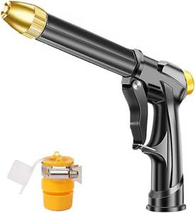 lot 4093 image: Garden Hose Nozzle Sprayer, Heavy Duty Metal High Pressure Water Nozzle with 4 Spray Patterns & Thumb Control, for Watering Plant & Lawn, Washing Patio, Car & Pet