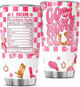 lot 4095 image: Cool Moms Nutrition Facts, Tumbler 20 Oz With Lid And Straw, Mom Simply Checkered Simple Handle Stainless Women Water Funny Mama Day Steel Hot, Cool Moms Club Gifts