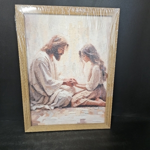 lot 4122 image: Jesus Wall Art (Colorful, 3D Textures 12x16In, Framed)