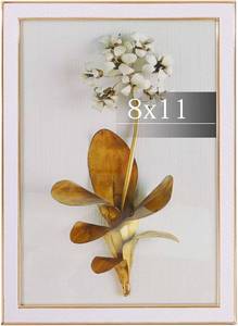lot 4127 image: 8.3x11.7inch White Leather with Gold Metal  Horizontal&Vertical Picture Frame, Shagreen Border wBlack Fabric Easel, Made For Tabletop,Metal Picture Frames (White WGold)