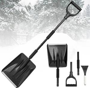 lot 4139 image: Snow Shovel for Car and Driveway, Upgraded 42.5 Lightweight Aluminum Alloy Foldable Shovel with Ergonomic D-Handle   Portable Emergency Snow Shovel for Garden, Snow Removal & Snowman Making (Black)