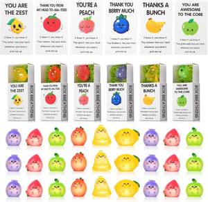 lot 4143 image: 48 Sets Positive Fruits with Inspirational Cards Mini Luminous Resin Box Breathing Gift Bulk for Coworker Emotional Support Gift for Team Employee Coworkers Office Favors