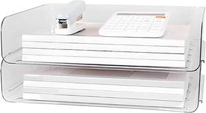lot 4166 image: Varku Paper Tray Organizer Clear Acrylic Desk Organizers,2-Tier Desktop Organizer,Transparent Acrylic Office Supplies Holder,Ideal for Office or Home Use,Organize Files,Books,and Small Items
