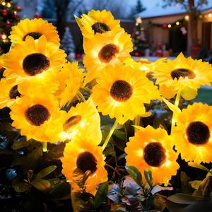 lot 4168 image: Christmas Flowers Solar Pathway Lights Outdoor, 2 Pack 6 Sunflower Solar Lights Outdoor, Waterproof Solar Sunflower Garden Lights, Decorative Sunflower Solar Pathway Lights for Garden Lawn Patio Yard