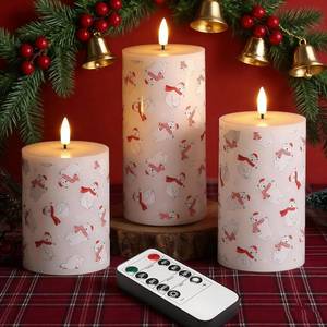 lot 4171 image: Eywamage Flameless Pillar Candles with Remote, Flickering Bear LED Candles Battery Operated Set of 3