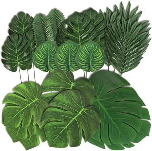 lot 4177 image: 78 Pieces 7 Kinds Artificial Tropical Leaf Jungle Leaves Plant Safari Leaves Decorations for Hawaiian Party Decorations Beach Birthday Luau Party Decorations