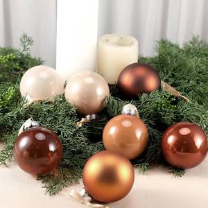 lot 4182 image: 9 Pcs Brown Glass Christmas Ball Ornaments 3.15 Inches Hanging Bulbs Ornaments Neutral Ornament Set Christmas Baubles Hanging Balls for Holiday Xmas Tree Wedding Decorations