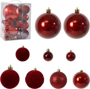 lot 4187 image: 22PC Christmas Ornaments Ball Set,Hanging Ornaments with Loops, Multiple Sizes & Styles for Holiday Home, Tree, Mantel & Party Decor- Without Patterns