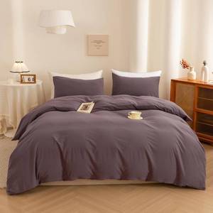 lot 4 image: ECOCOTT Lilac Purple Duvet Cover King Size, 100% Washed Cotton 3 Piece Bedding Set 1 Duvet Cover with Zipper and 2 Pillowcases, Ultra Soft and Easy Care Breathable Duvet Cover Set ((Lilac Purple,King) - Retail $60