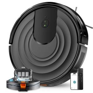 Robot Vacuum and Mop Combo, Robotic Vacuum Cleaner 5000Pa Strong Suction 130 Mins Runtime, Slim, Low Noise, Automatic Self-Charging, Wi-Fi/App/Alexa Control, Ideal for Hard Floor, Carpet, Pet Hair