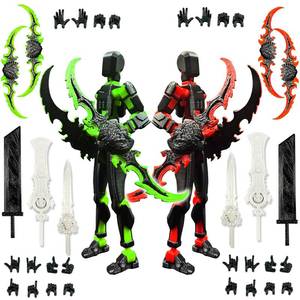 lot 30 image: T13 New Action Figure Set (Assembly Completed), 3D Printed Multi-Jointed Movable Titan 13 Dummy Lucky 13 Mobile Robot, Nova 13 Action Figures Desktop Decorations for Game Lovers Toy (Black Red Green�� - Retail $16