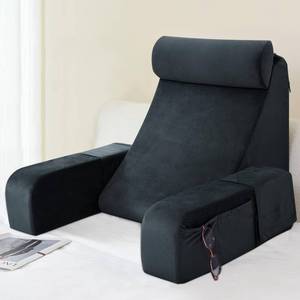 lot 36 image: ENITYA Back Pillow for Bed Sitting up, 19 Reading Pillow for Sitting in Bed Adult, Back Support Pillow with Arms for Watching TVReadingGamingResting, Medium(Black) - Retail $52