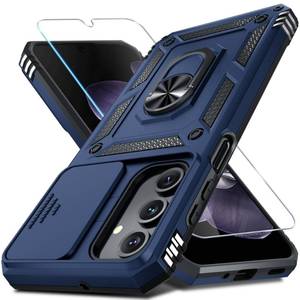 lot 38 image: Janmitta Compatible with Samsung Galaxy A16 5G4G Case Built in Slide Camera Lens CoverScreen ProtectorFinger Ring Holder Kickstand,Heavy Duty Shockproof Full Body Phone Cover,2025 Blue - Retail $10