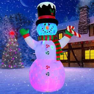 lot 40 image: Pre Owned Buheco Snowman Inflatable Christmas Yard Decorations 8ft Giant Cute Blow Up Snowman Inflatables Outdoor Rotating Colorful Led Lights Xmas Frosty Winter Decor for Indoor Outside Lawn Holiday Vacation