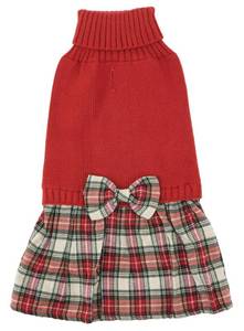 lot 47 image: Lanyarco Burgundy Red Dog Dress for Large Dogs Girl, Winter Warm Female Pet Clothes Outfits, Dog Sweater Dress for Dogs Red, X-Large (XL) Size - Retail $17