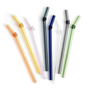 lot 48 image: Missing Light Green 7 Pack EMPO Glass Straws Colored - 8 x 8mm Perfect Reusable Straw - Smoothies, Tea, Juice, Water, Essential Oils Gift with 2 Cleaning Brush MultiColor - Retail $14