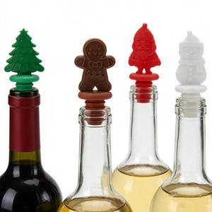 lot 57 image: Christmas Wine Bottle Stoppers Set of 4, Silicone Wine Stoppers, Holiday Gifts for Wine Lovers, Champagne & Oil Bottle Sealers, Christmas Gift Wine Accessories - Retail $9
