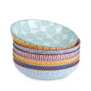 lot 77 image: Selamica Porcelain 26 Ounce Pasta Bowls Set of 6, 8 inch Wide and Shallow Salad Bowls, Serving Bowls, Microwave & Dishwasher Safe, Sturdy & Stackable, Variety of Colors - Retail $40