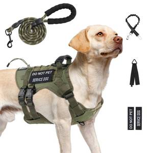 lot 80 image: Yungaspy No Pull Tactical Dog Harness for Large Dogs, Escape Proof Molle Dog Vest Harness and Leash Set, Adjustable Military Service Dog Harness with Handle for Medium Large Dogs(Green, L) - Retail $29