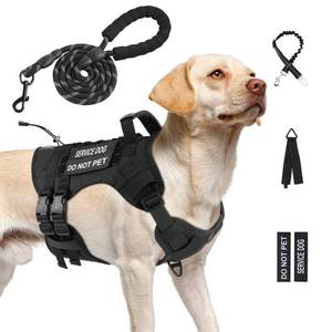 lot 81 image: Yungaspy No Pull Tactical Dog Harness for Large Dogs, Escape Proof Molle Dog Vest Harness and Leash Set, Adjustable Military Service Dog Harness with Handle for Medium Large Dogs(Black, L) - Retail $30