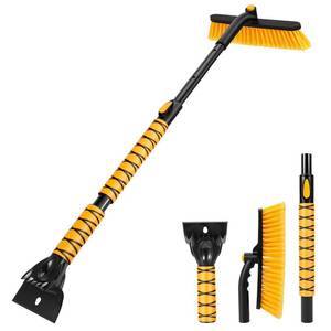 lot 90 image: aolopw 44 Ice Scraper and Snow Brush for SUV, 360° Pivoting Extendable Long Snow Brush for Car, Snow and Ice Scrapers for Windshield with Ergonomic Foam Grip for Car Truck SUV(Yellow) - Retail $2,696