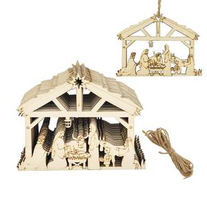 lot 94 image: 30 Pack 4 Inch Wood Nativity Cutouts Unfinished Wooden Bethlehem Nativity Hanging Ornaments DIY Bethlehem Nativity Craft Gift Tags for Home Party Decoration Craft Project - Retail $12