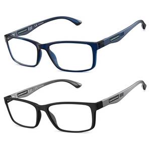 lot 108 image: CARA 2 Pack Extremely Lightweight Reading Glasses for Men Blue Light Blocking Computer Readers, Matt BlackNavy Blue, 2.50x - Retail $19